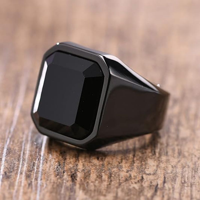 Signet Ring Men - Man Ring Black Carnelian Signet Rings