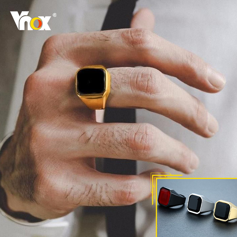 Signet Ring Men - Vnox Stylish Signet Rings for Men,