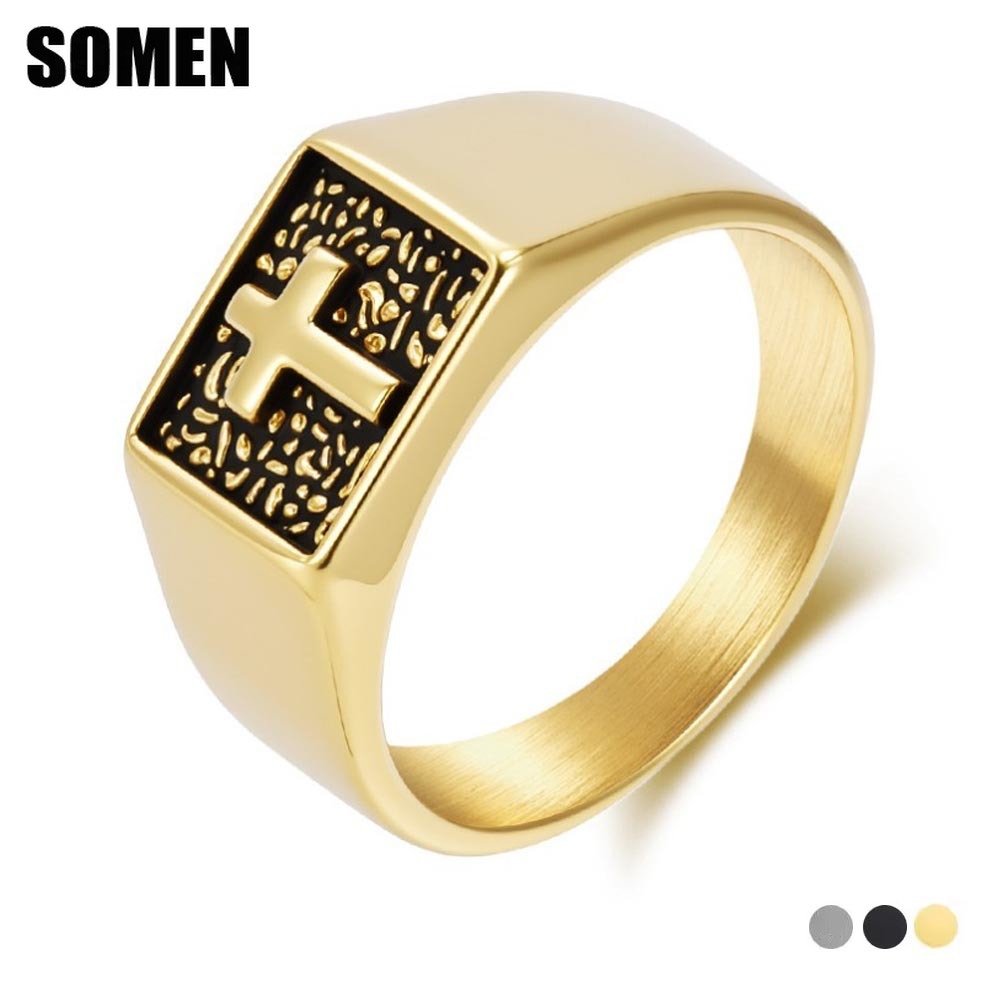 Somen Vintage Stainless Steel  - Signet Ring Men ulasan dan harga