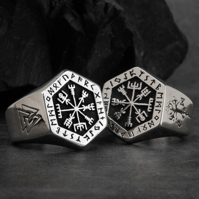 Vintage Viking Rune Signet Sca - Signet Ring Men ulasan dan harga