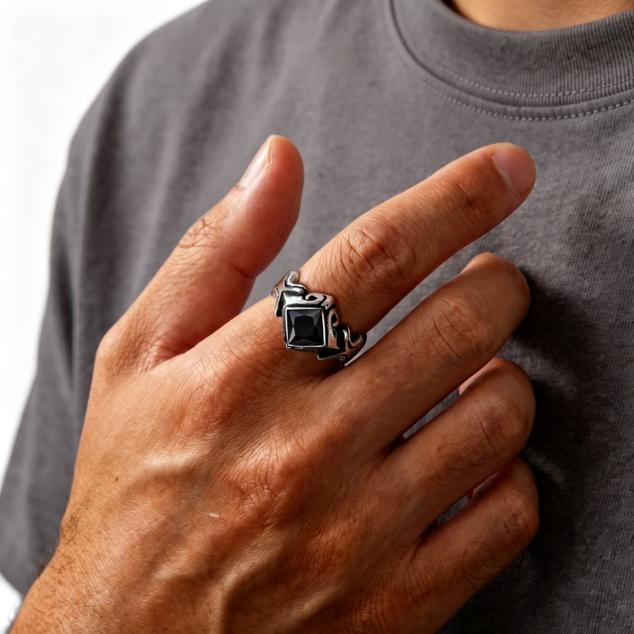 Vintage Black Zircon Ring for  - Signet Ring Men ulasan dan harga