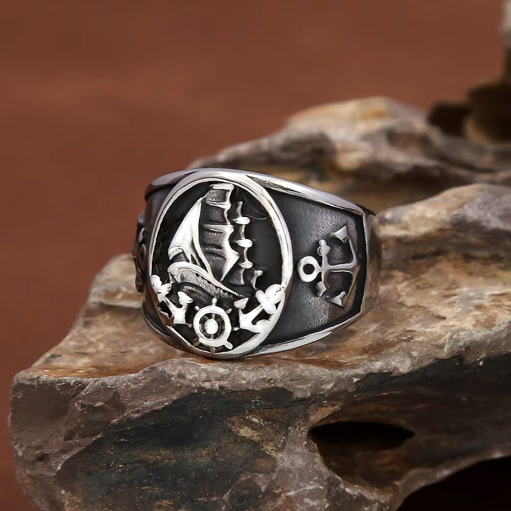 Vintage Nautical Nordic Sailbo - Signet Ring Men ulasan dan harga