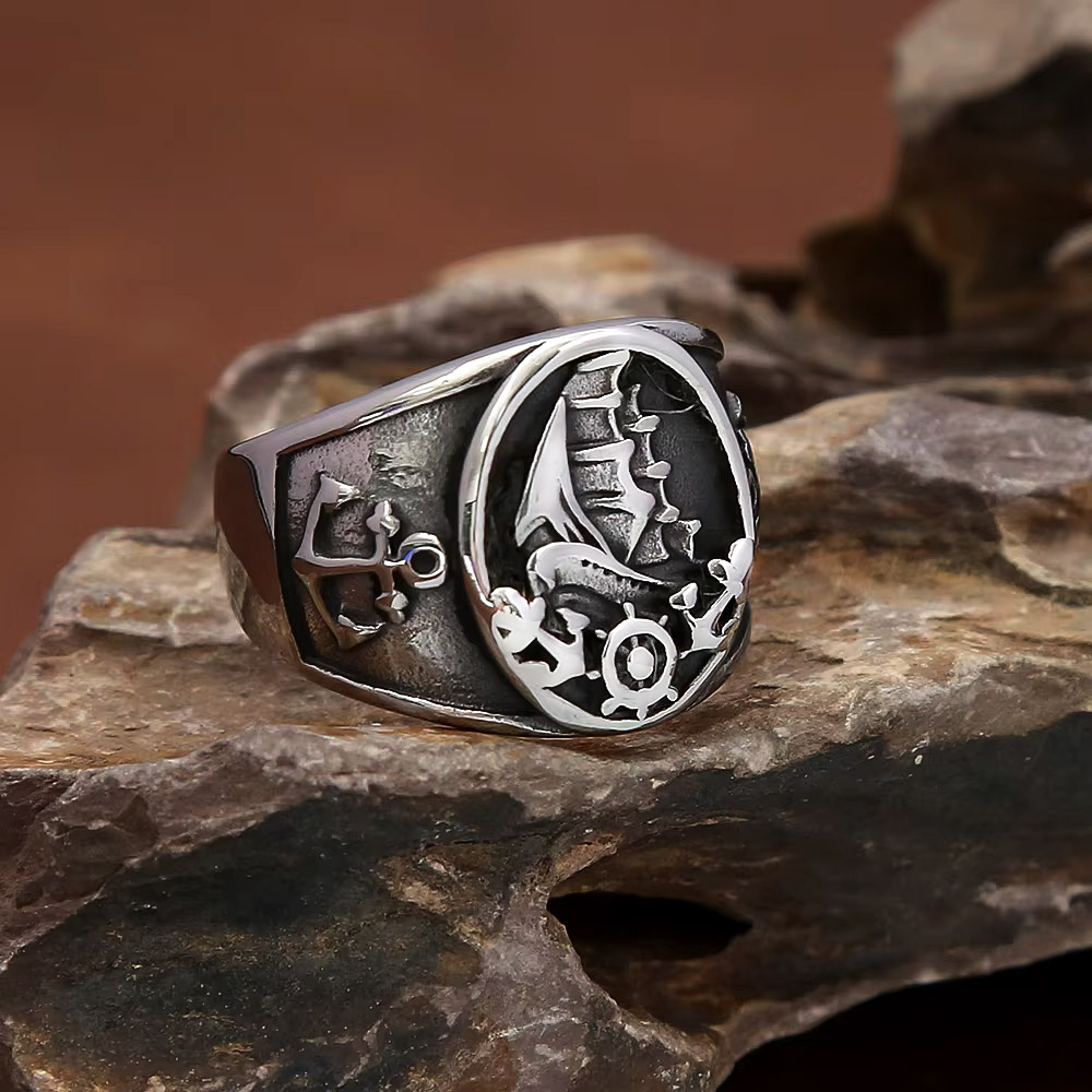 Vintage Nautical Nordic Sailbo - Signet Ring Men ulasan dan harga
