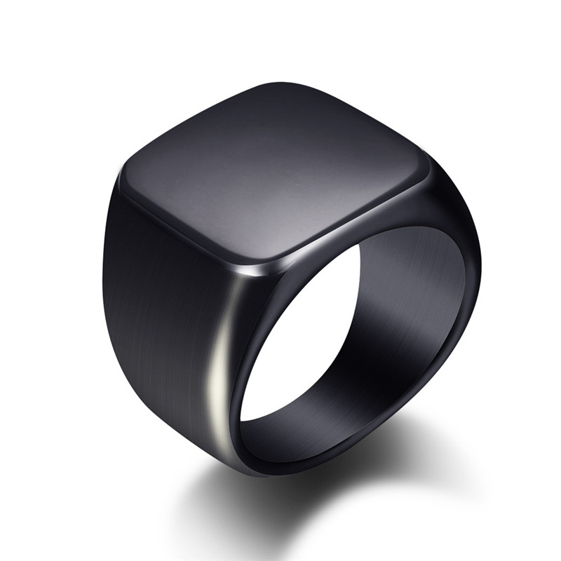 Fashion Men Black Smooth Stain - Signet Ring Men ulasan dan harga