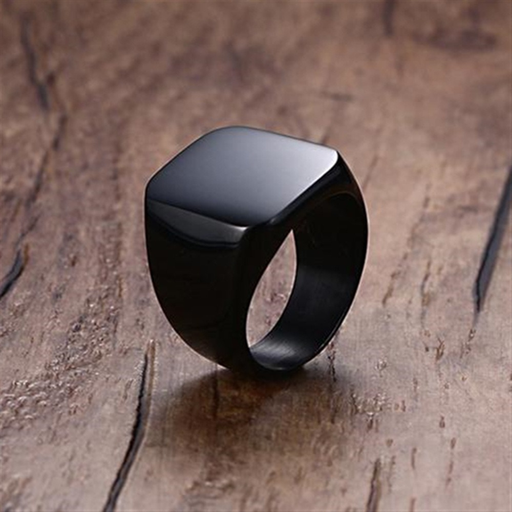 Fashion Men Black Smooth Stain - Signet Ring Men ulasan dan harga
