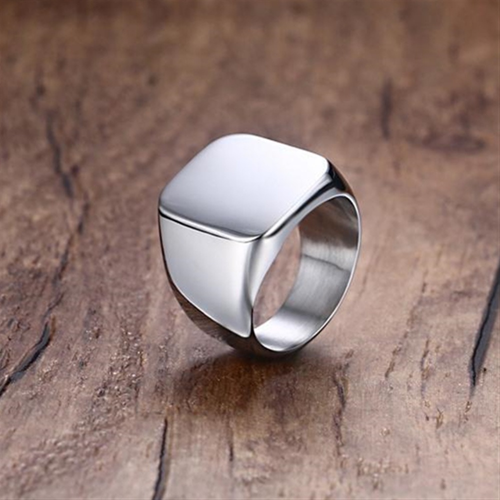 Fashion Men Black Smooth Stain - Signet Ring Men ulasan dan harga